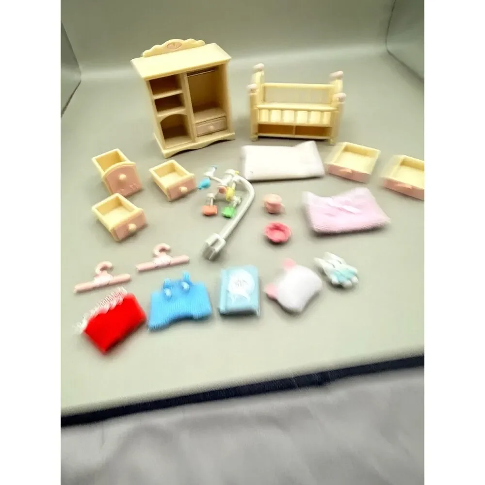 Calico Critters Baby’s Nursery Set CC2269 Crib Wardrobe Mobile w/ Accessories